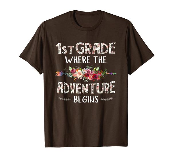

back to school shirt 1st grade where the adventure begins, White;black