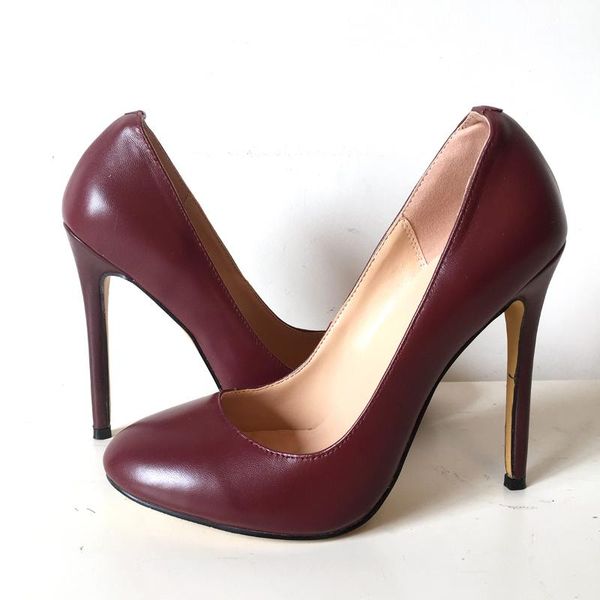 

dress shoes women's round toe high heels pumps wine red us8, Black