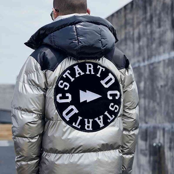 

chaopai down cotton padded clothes men's 2021 winter new letter embroidered coat, Black