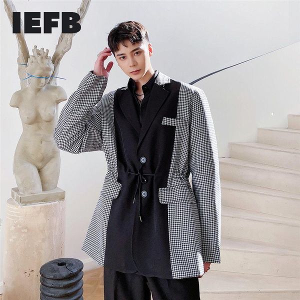 

spring contrast color patchwork men's blazer fashion personal casual big size suit jacket long sleeve notched collar coat suits & blaze, White;black