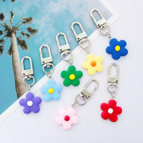 

keychains ins style clay flower key chain for women girl funny diy handmade bag keyrings purse car holder keychain gift, Silver