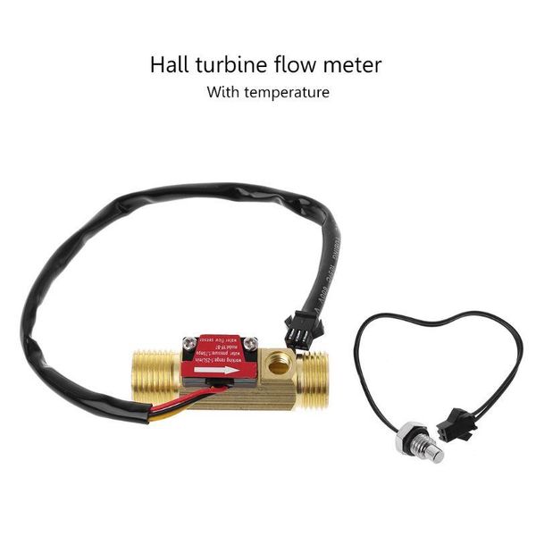 

flow sensors 2pcs yf-b7 g1/2 brass sensor 24v dc 1-25 lpm flowmeter turbine inside with pt1000 temperature seazhongjiang sea dijiang