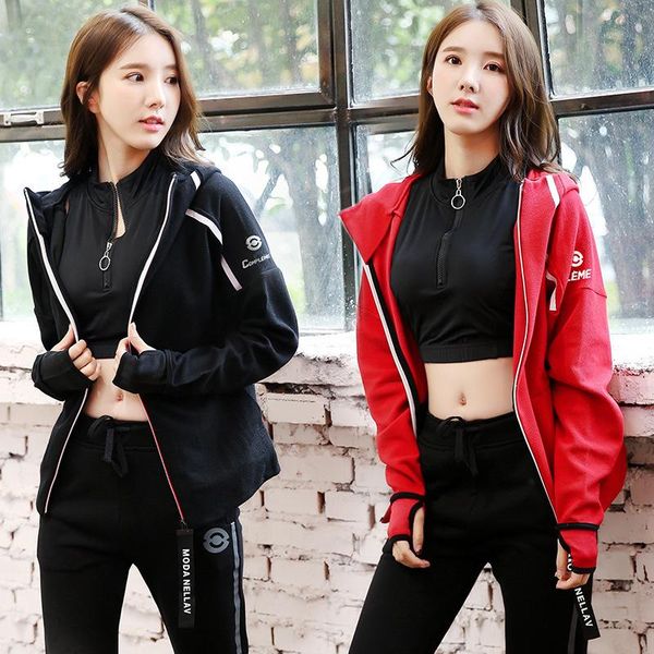 

yoga outfits 2 piece set women gym sports wear ropa deportiva mujer running clothing sets for pure color active, White;red