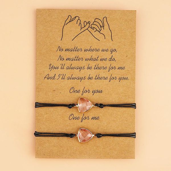 

charm bracelets 2 pack geometric acrylic pink triangle bracelet clear round rope chain couple friends wrist jewelry, Golden;silver