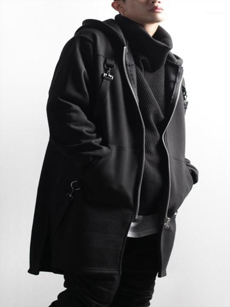 

men's trench coats windbreaker hooded coat spring and autumn urban youth fashion trend leisure loose large size, Tan;black