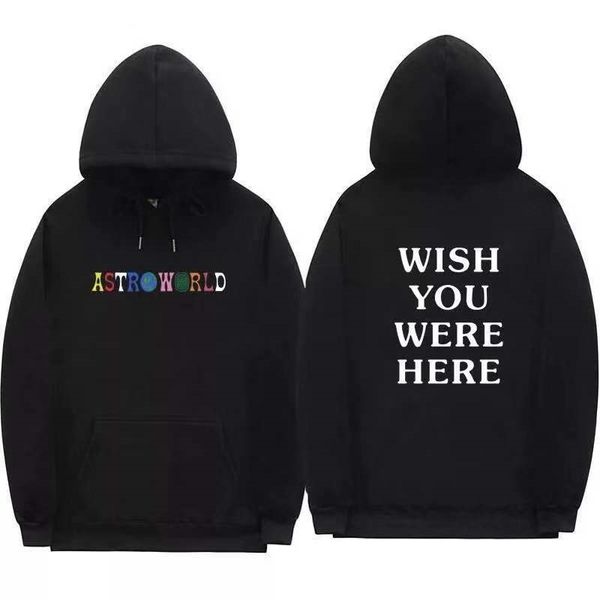 

travls scott astroworld sweatshirt street men's and women's hoodie jacket, Black