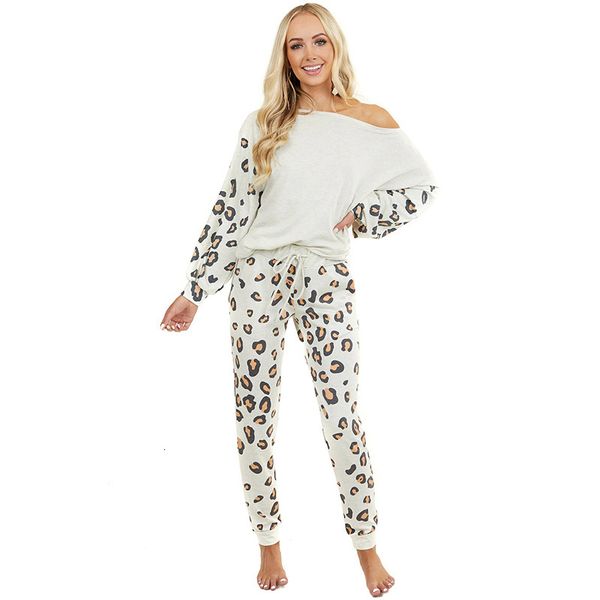

trend panther print pants lantern sleeve home pajamas suit 451356, Black;red