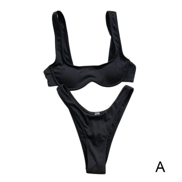 

women's swimwear 2021 women bikini set push-up padded swimsuit lady bra beachwear w0x2, White;black