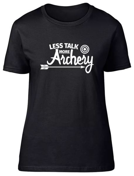 

less talk more archery fitted womens ladies t shirt, White;black