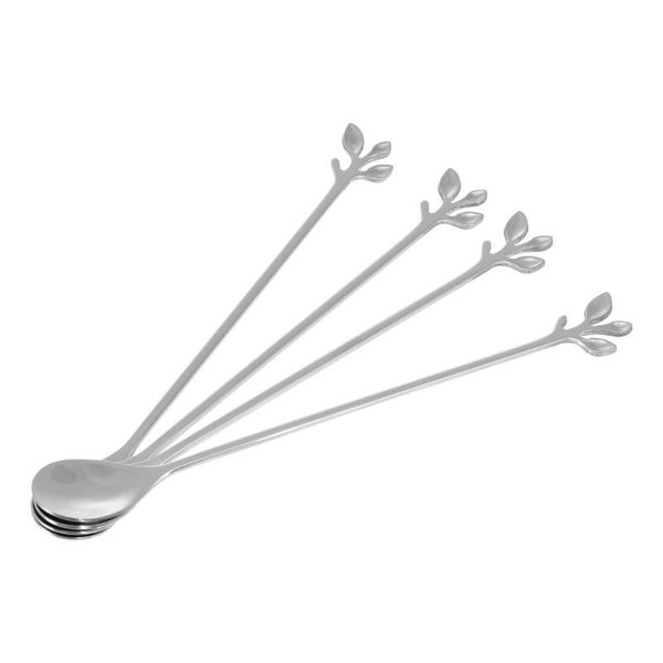 

spoons 1 set 4pcs stainless steel coffee mixing long handle (silver)