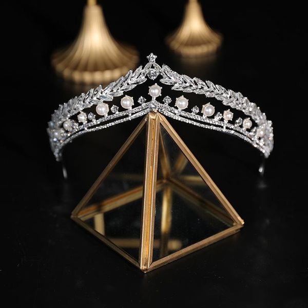 

hair clips & barrettes tiaras and crown wedding headband accessories rhinestone pearl hairband bride bridesmaid headdress hq0105, Golden;silver