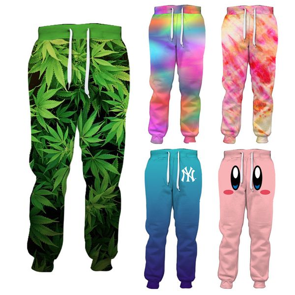 

fashion boutique pants men's casual 3d digital printing, Black