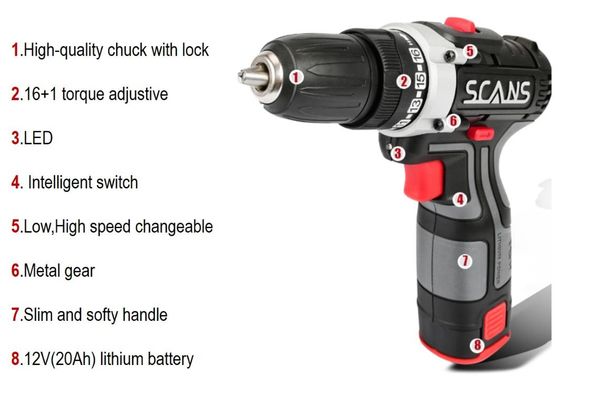 

professiona electric drills sc1161 16v cordless drill lithium battery dual speed