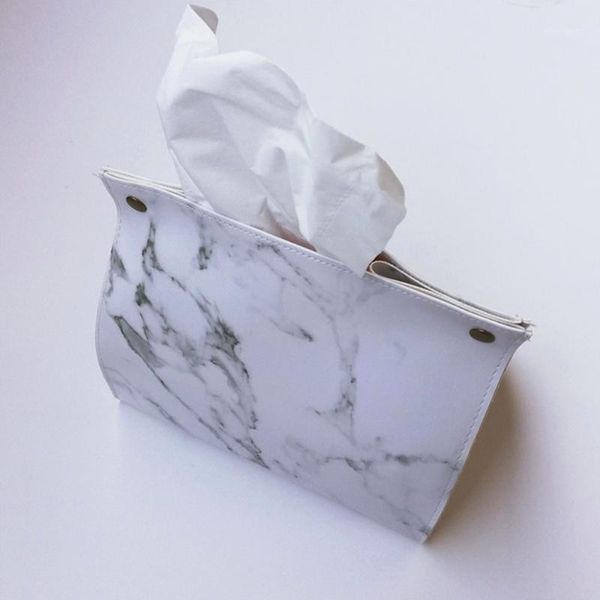 

tissue boxes & napkins car office holder decoration storage portable case marble pattern paper container nordic style pu leather fashion box