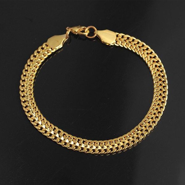 

elegant bracelets 7mm stainless steel curb cuban link chain party jewelry gift for men women charm, Golden;silver
