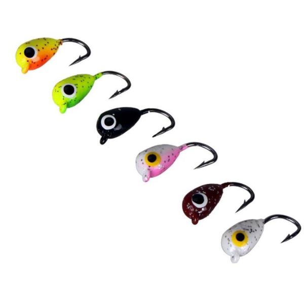 

fishing hooks 6pcs winter ice lure 1.8cm 2.3g mini metal lead head hook bait