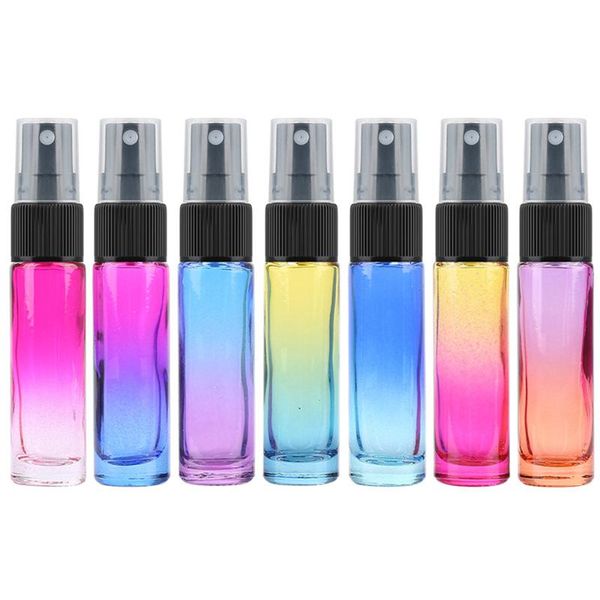 

5pcs 10ml thick gradient colors glass sprayer bottles with fine mist atomizer colorful spray storage & jars
