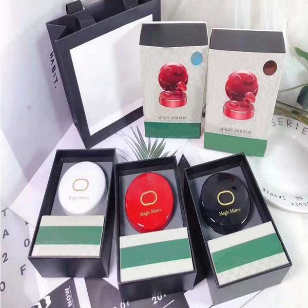 

stylist tws bluetooth earphones fashion wireless bluetooth sports embedded headset including charging box with a makeup mirror 3 colors
