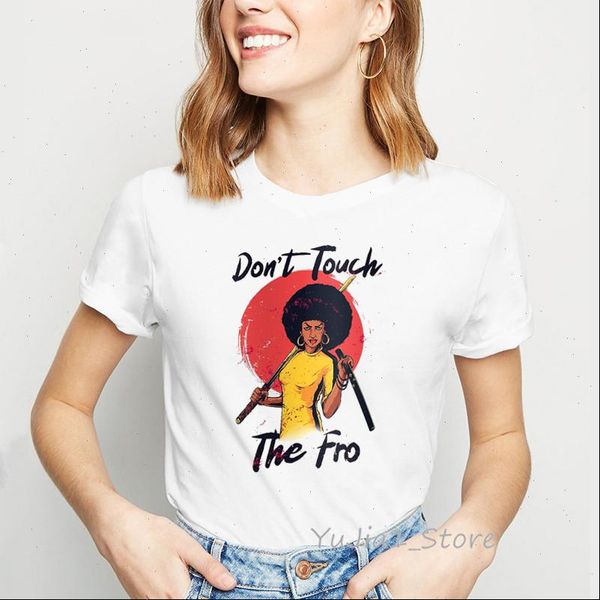 

dont touch womens t shirt the fro letter print tshirt melanin black girls magic graphic femme vogue white female