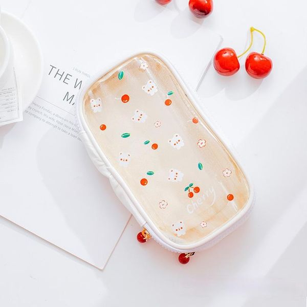 

pencil bags cute cherry theme transparent bag big storage zipper case gift