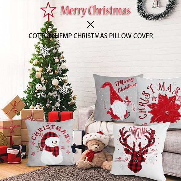 Almofada / almofada decorativa Patch de Natal bordado pillowcase 43x43cm Casa de férias decoração anão almofada vermelha almofada decorativa para tão