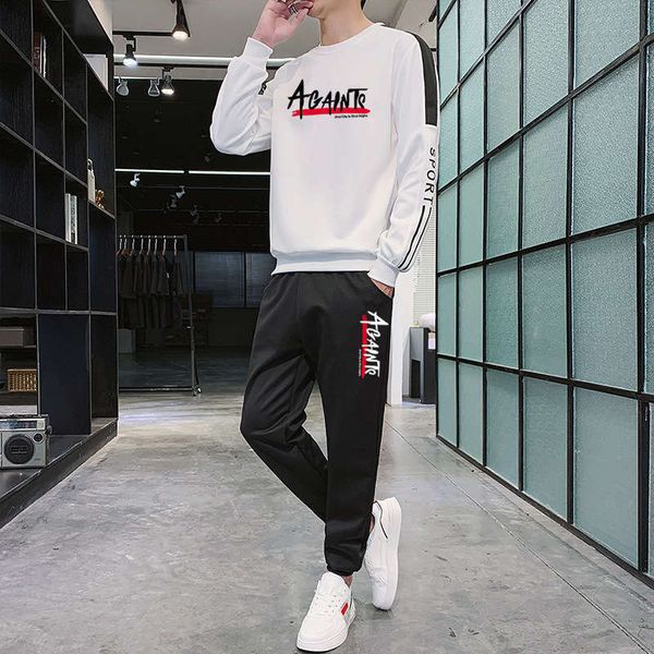 

sweatshirtsautumn & men's hoodies style sweater fashion long sleeve bottoming shirt pants casual suit personalized wear, Black