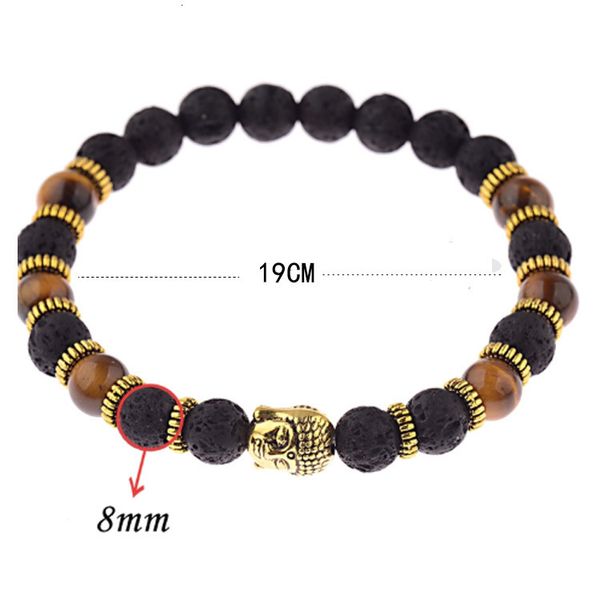 

bracelet fashion men's natural lava tiger eye stone, Golden;silver
