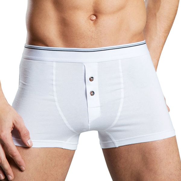 

new button open front boxer pants cotton shorts soft men's underwear, Black;white