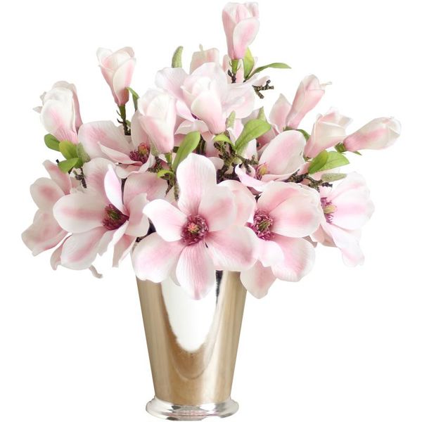 

decorative flowers & wreaths artificial for wedding fake leaf magnolia floral bouquet party home garden decor decoration