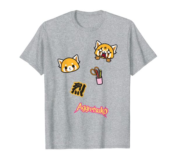 

aggretsuko rage patches tee shirt, White;black