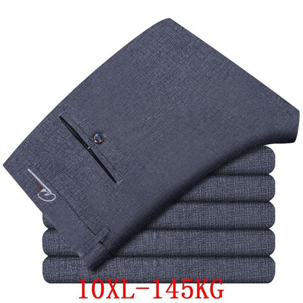 

men's suits & blazers suit pants men office simple gray cotton formal trousers plus size 9xl 10xl 52 summer spring business, White;black