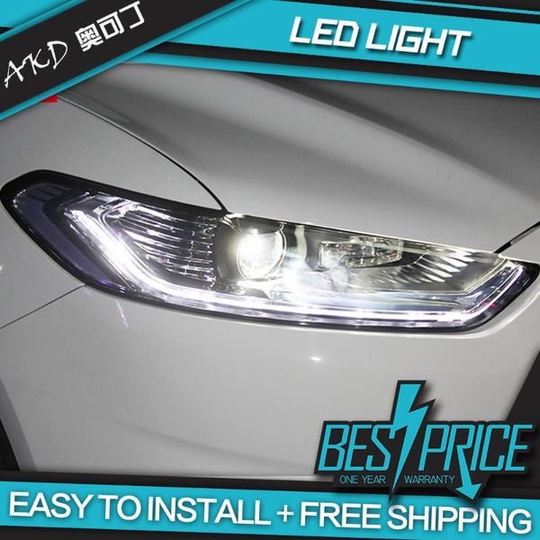 

other lighting system akd tuning cars headlight for mondeo fusion 2013-2021 headlights led drl running lights bi-xenon beam fog angel e