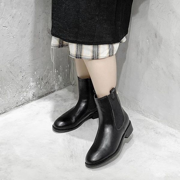 

boots thick heeled boots, chelsley short women's fat mm big tube girth, legs and size b, Black
