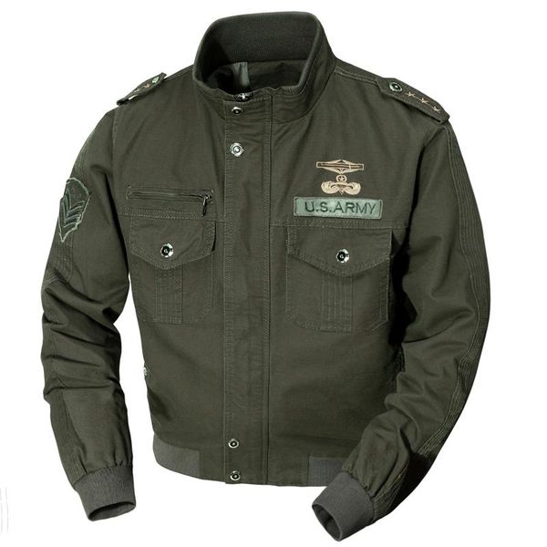 

men's jackets clothing 2021 spring male military jacket tactical army green black khaki militar cotton-padded coat 4xl, Black;brown