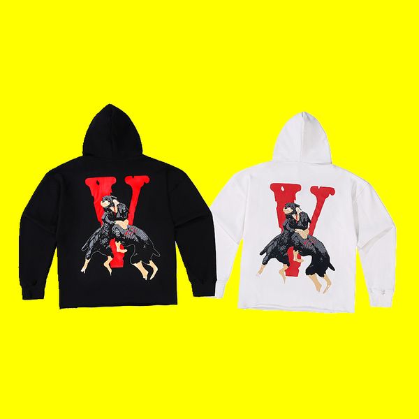 

long 2021 brand v hoodie chaopai big skeleton evil dog cartoon printed cotton loose fashion hip hop casual, Black