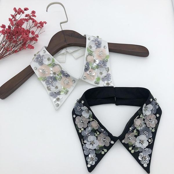 

women handmade fake collars for shinny sweater detachable korean female blouse shirt accessories bow ties, Black;gray