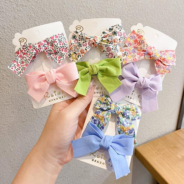 

pieces/set floral bow children hairpin kids headdress printed side bangs clip fashion accessories 2021 hair, Slivery;white