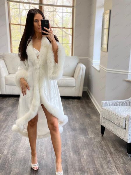 

women's sleepwear lo&li bathrobe for women flare sleeves feather bridal robe nightgown tulle illusion long wedding scarf dressing gown, Black;red