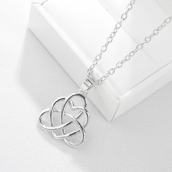 

color infinity heart zirocn pendant necklace colors crystal stone long jewelry for women necklaces, Silver