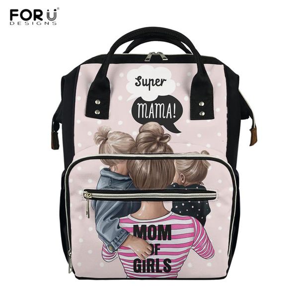 

backpack forudesigns super mom baby print diaper bags brown hair girl design maternity casual shoulder backpacks large nappy bag for