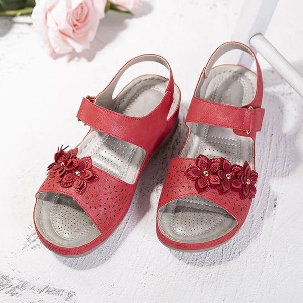 

women sandals summer retro shoes wedges casual ladies vintage platform plus size woman fashion footwear 2021, Black