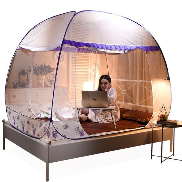 

mosquito net folding double bed curtain mongolian yurt flower pattern insert netting portable l