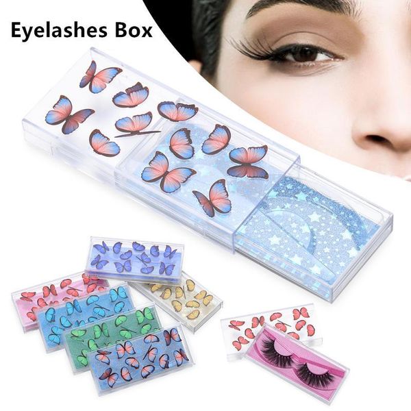 

butterfly eyelashes box with tray false eyelash packaging boxes clear plastic empty case for storage fake eye lashes1