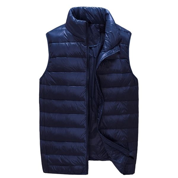 

arrival men sleeveless jacket winter ultralight white duck down vest male slim vest mens windproof warm waistcoat 211110, Black