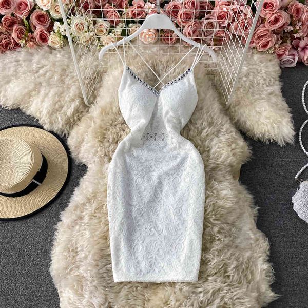 

casual dresses low cut v-neck lace mini white black decoration strappy criss-cross slim club party summer chic p5w, Black;gray
