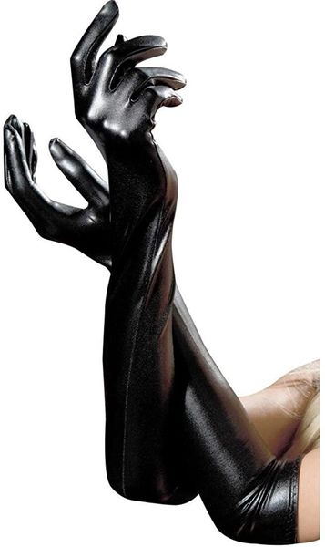 

five fingers gloves affe guantes largos de cuero negro para mujer lujo adulto latex, Blue;gray