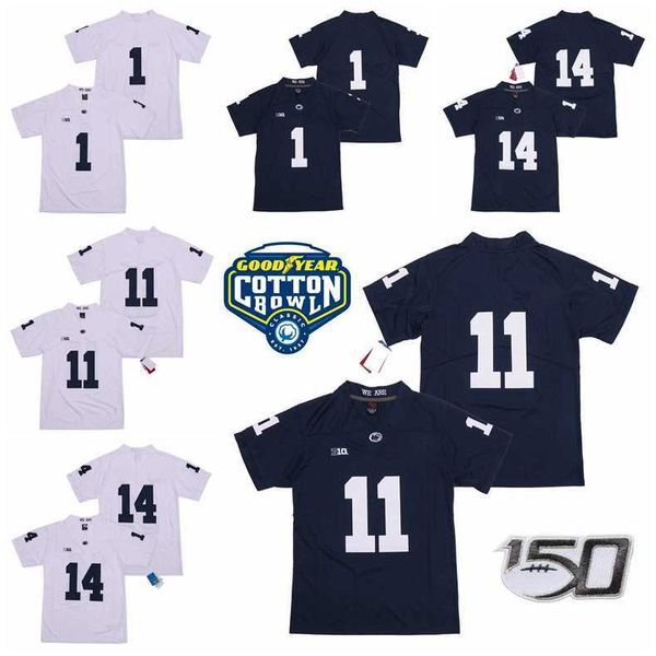 

university psu penn state nittany 14 sean clifford jersey college football 11 micah parsons kj hamler 1 joe paterno navy blue white team, Black