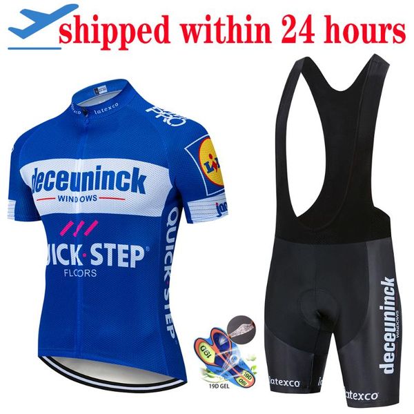 

racing sets 2021 quick step cycling jersey short sleeve bicycling 19d shorts mtb bicycle clothing ropa ciclismo maillot bike wear, Black;blue