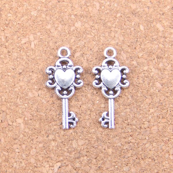 92pcs Antique Silber Bronze plattiert Retro Treasure Chest Key Charms Anhänger DIY Halskette Armband Armreifen 25*12 mm