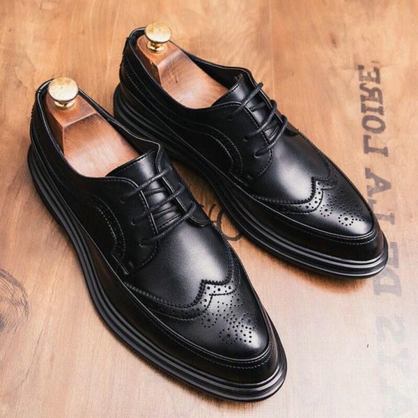 

dress shoes 2021 men oxfords male formal leather brogues bullock business wedding 85, Black